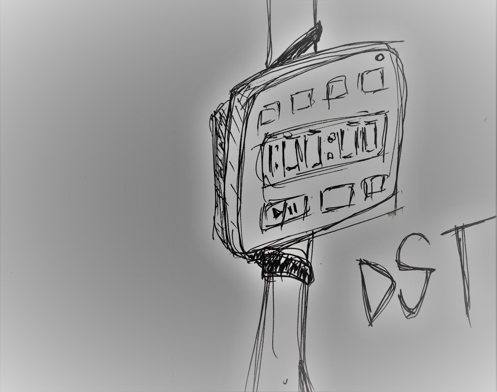 A crude timer apparently strapped to a drain... or a root?