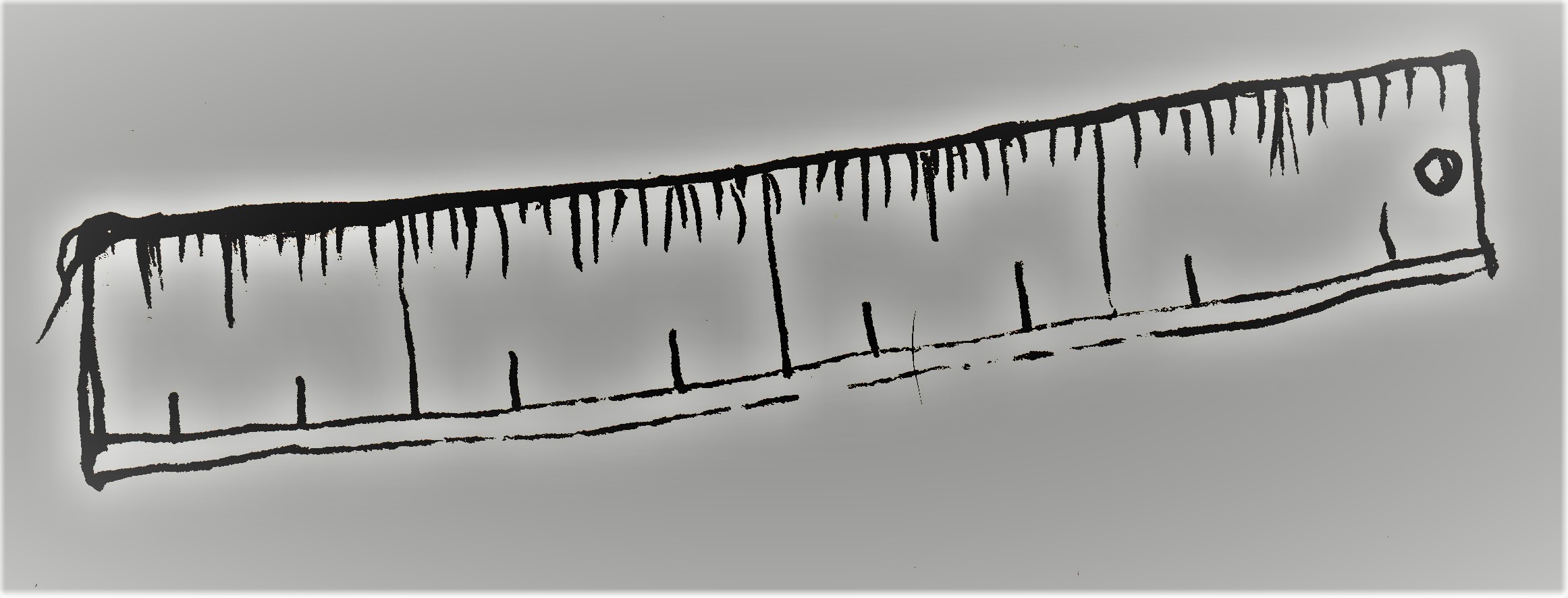 A grotesque ruler with unnumbered notches